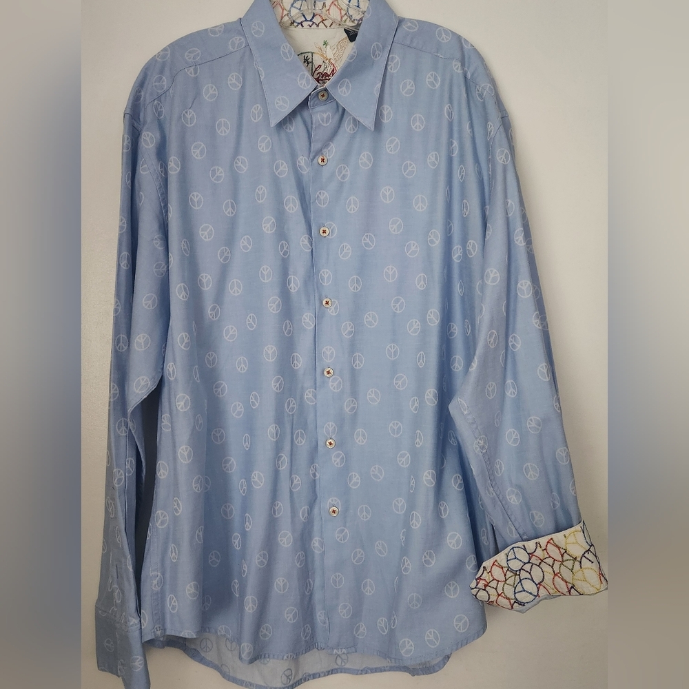 robert graham Shirt Size 2XL Peace Sign Embroidered.  EUC